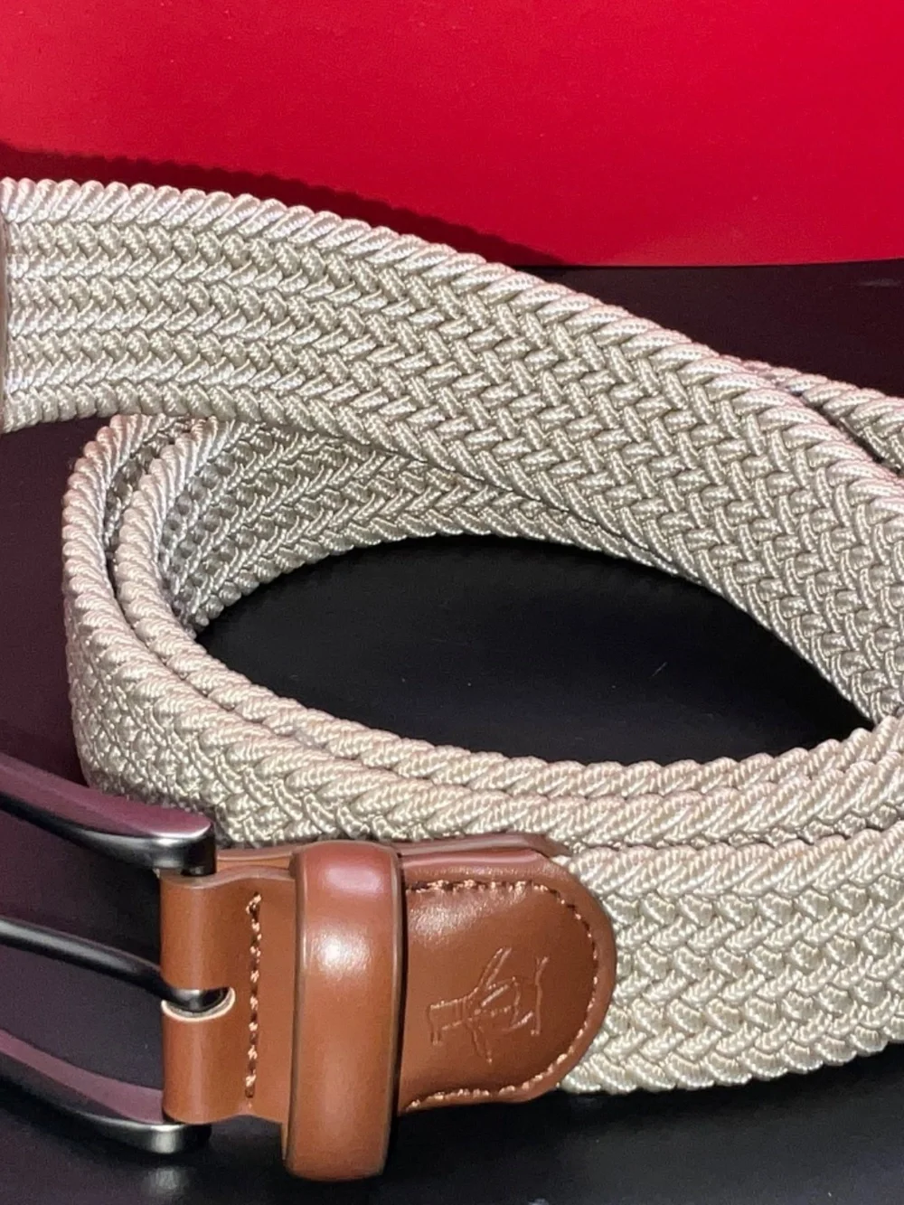 Original Penguin Braided Stretch Belt in Khaki.Men’s Large 38-40. NWT